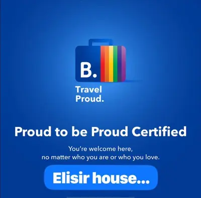a text message with the b travel proved to be proud certified at Elisir house in Palermo