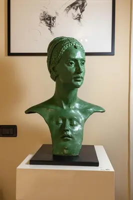 a bust of a woman on display in a museum at Palazzo Sant'Agostino in Palermo