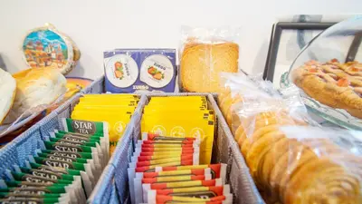 a drawer filled with different types of food and bread at Palermo Historia in Palermo
