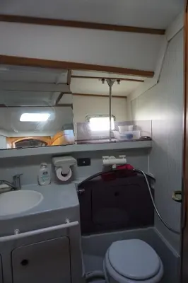 a small bathroom with a toilet and a sink at Gloria Sailing in Castellammare del Golfo