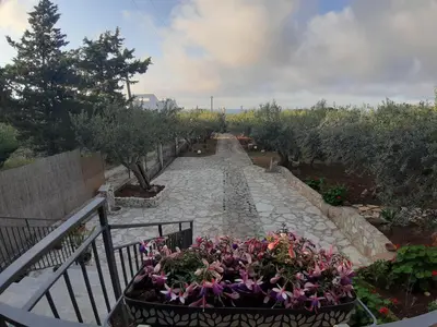 a garden with flowers in a pot on a staircase at Villa L'orizzonte di calabianca in Castellammare del Golfo