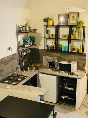 a kitchen with a stove and a counter top at casetta della cattedrale in Palermo