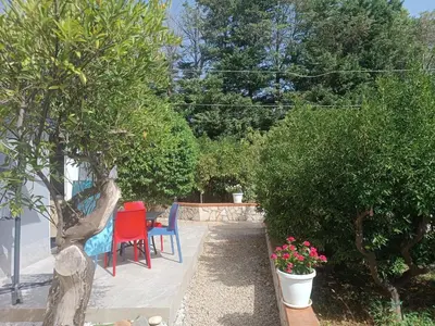 a patio with two chairs and a table and trees at Duplex House in Palermo