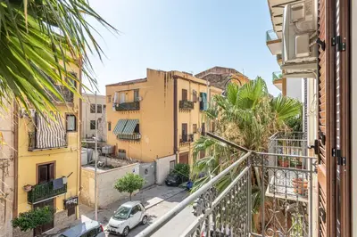 an apartment balcony with a view of a street at I Mori-holiday apartment in Palermo