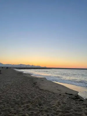 a view of the beach at sunset at Casa Vacanza Sicilia Dolce Mare in Balestrate