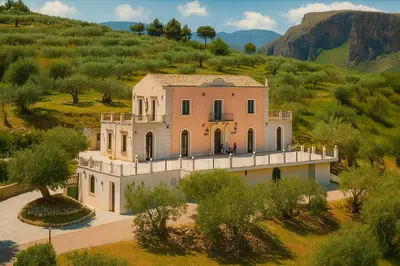 an aerial view of a house in a field at Villa Bona in Termini Imerese