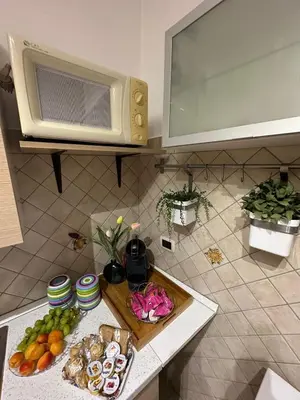 a kitchen with a counter top with a microwave at A Casuzza di Gio in Palermo