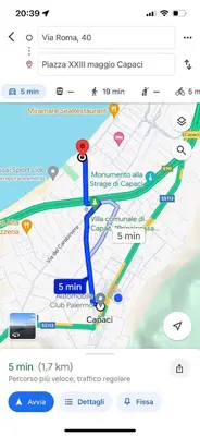 a screenshot of a google maps page with a map at A casa ru zu Nino in Capaci
