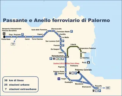 a map of the pasée en articlélélé tilt palermo at Don Vito's Home, DsG2 Short Lets, 250 mt Metrò in Palermo