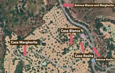 a map of the area of a gas magnificencyearch at Casa Margaret in Collesano