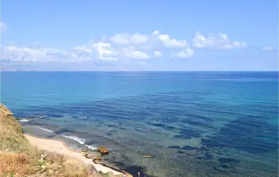 an aerial view of a beach with the ocean at Beautiful Apartment In Trappeto in Trappeto