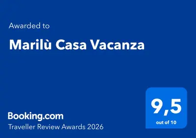 a blue screen with the words marlin casa vazaaza on it at Marilù Casa Vacanza in San Vito lo Capo