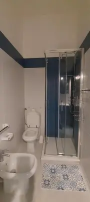 a bathroom with a shower and a toilet and a sink at Alloggio Garibaldi in Palermo