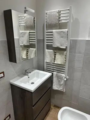 a glass shower in a bathroom with a toilet at SAMMARTINO LUXURY APARTMENT in Palermo