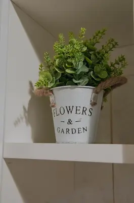 a potted plant sitting on top of a shelf at Ideisini's apartment in Palermo