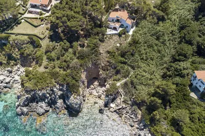 an aerial view of a house next to the water at Villa La Fenice by Wonderful Italy in Castellammare del Golfo