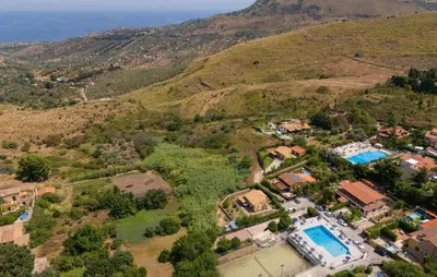 an aerial view of a house with a swimming pool at 2 Bedroom Amazing Home In Trabia in Trabia