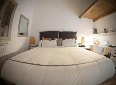 a bedroom with a large white bed in a room at Appartamento nel centro storico di Palermo in Palermo