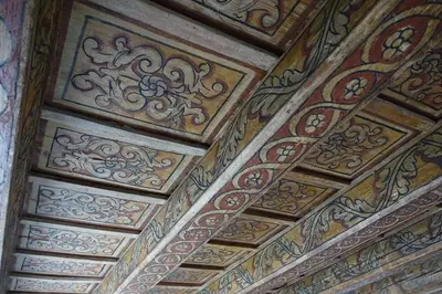 a wooden ceiling with intricate designs on it at Casa Vacanze Flavia in Palermo