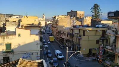 an aerial view of a city street with buildings at La Rondine Bed in Ficarazzi