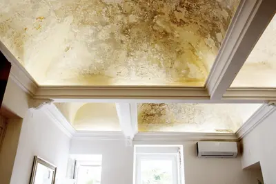 a ceiling in a room with a damaged ceiling at Valverde Home in Palermo