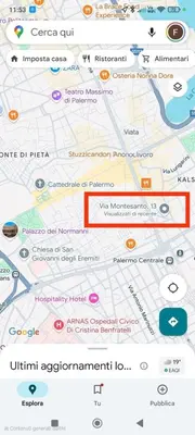 a screenshot of a map of a city at Montesanto Home in Palermo