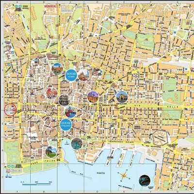 a map of a city with many circles at Le Case Di Romeo Alla Vucciria in Palermo