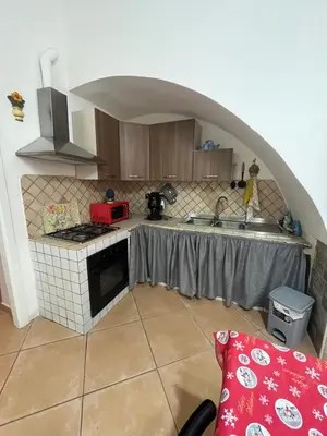 a kitchen with a sink and a stove top oven at L' Arco Antico in Palermo