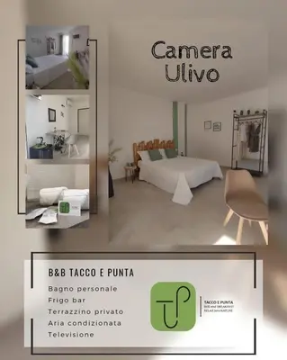 two pictures of a room with a bed and a room with a sign at Tacco e Punta bed&breakfast in Grisi