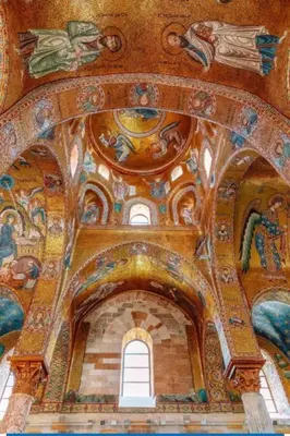 a room with paintings on the ceilings of a building at Virginia House1 in Palermo