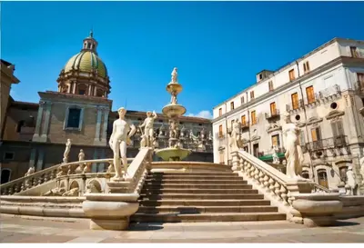 a staircase in front of a building with a dome at Virginia House1 in Palermo