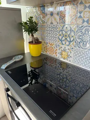 a kitchen counter with a potted plant on top of it at Le Terrazze di Chiara in Palermo