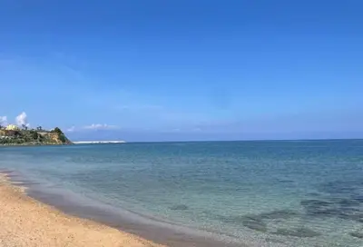 a view of the ocean with a sandy beach at Casa di Pippo in Trappeto