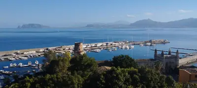 a marina with many boats in the water at RineddaHouse Arenella - Vista Mare Panoramica a Palermo con Parcheggio privato in Palermo