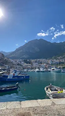 a group of boats docked in a harbor at Appartamento Casa Trento in Castellammare del Golfo