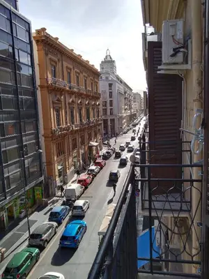 a view of a city street with cars parked at A casa di Elvira in Palermo