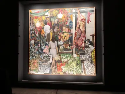 a painting of a market with fruits and vegetables at Star Apartment at the Cathedral in Palermo