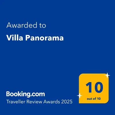 a yellow sign with the text awarded to villa panamanca at Villa Panorama in Trappeto