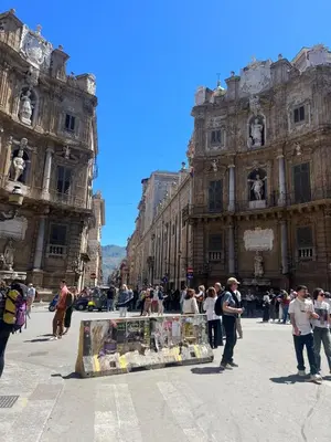 a group of people standing in front of a building at GRETA'S APARTMENT DISCESA DELLE CAPRE in Palermo