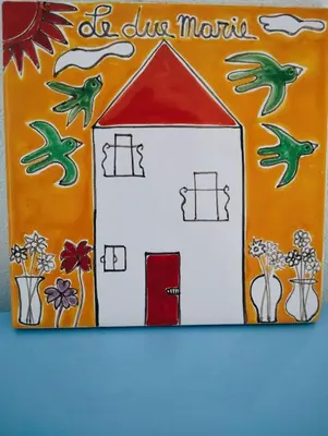 a drawing of a house with vases and flowers at Le due Marie in Palermo