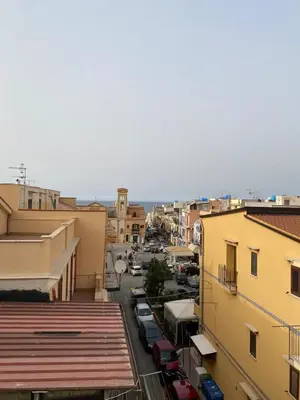 an aerial view of a city with buildings at Casa Nonna Lina in Isola delle Femmine