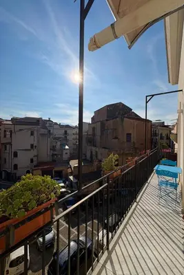a balcony with a view of a city at Aerial House in Palermo