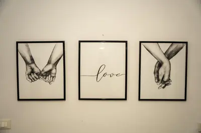 three pictures of hands on a wall with the words love at LION'S Room in Palermo