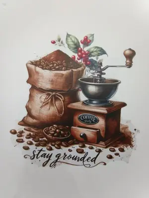 a painting of a coffee machine and a bag of coffee beans at B&B a casa di Peppe in Palermo