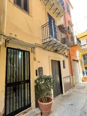 a building with a door and a potted plant in front of it at Punto Politeama in Palermo