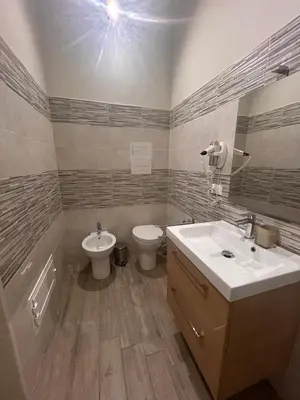 a bathroom with a sink and a toilet at Emanuela Home in Palermo