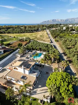 an aerial view of a resort with a pool at Amazing Villa with pool & Jacuzzi in Balestrate