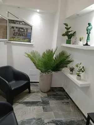 a living room with a chair and a potted plant at Casa varco Santa Lucia in Palermo