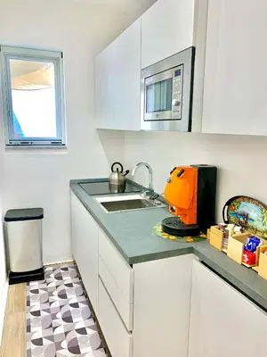 a kitchen with a sink and a microwave at Normanni 5 Rooms & Apartment in Palermo