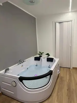 a bath tub with two plants in it in a room at Lacasadelrelax in Monreale
